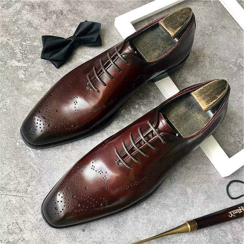 Men's Genuine Leather Oxford Shoes, Handmade, British Style