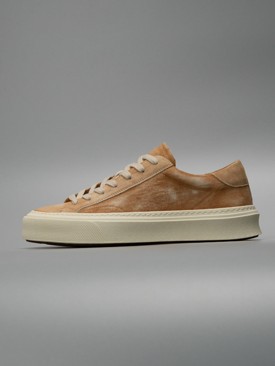 European station 2026 new men's genuine leather distressed washed cowhide fashion brown versatile trendy casual skate shoes 12