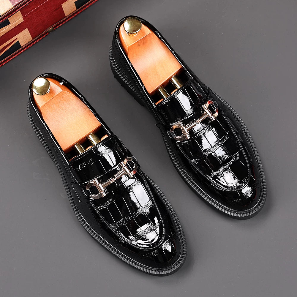 Men's Patent Leather Loafers, Height Increasing, Slip-On