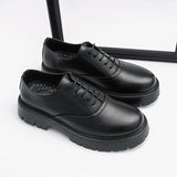 Summer leather shoes for men, chunky sole, british style, business formal, casual slip-ons, trendy