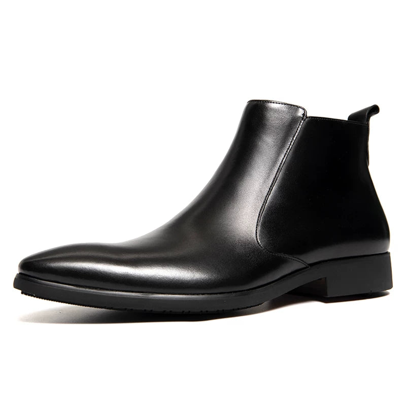 Men's Genuine Leather Martin Boots, Pointed Toe, British Style