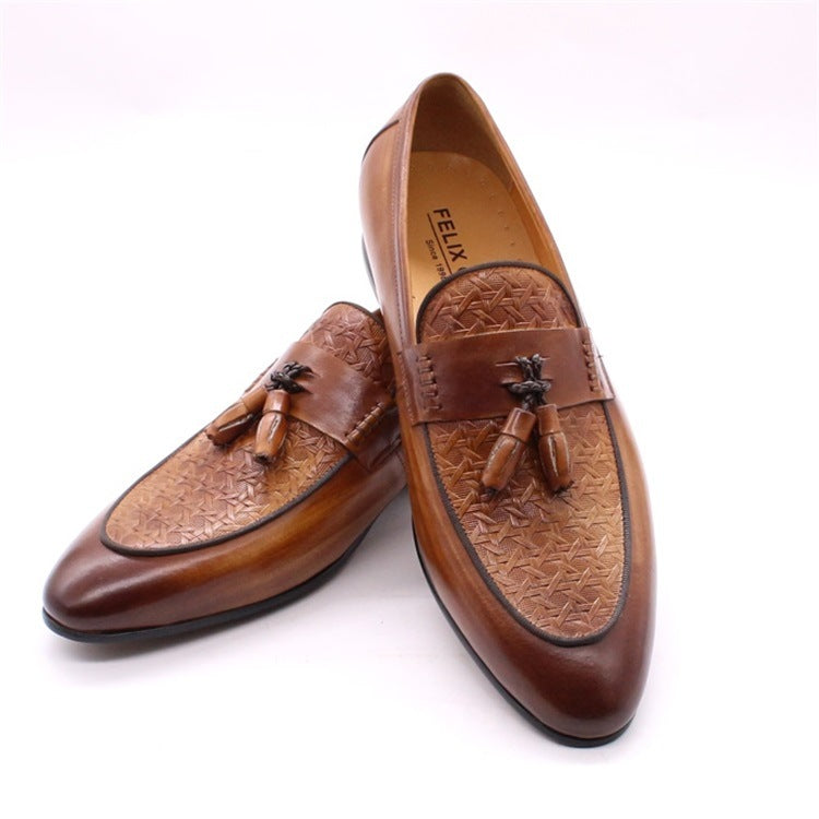 Genuine Leather Slip on British Loafers Men's Fashion Men's Business Office Casual Leather Shoes Trend Men's One Pedal
