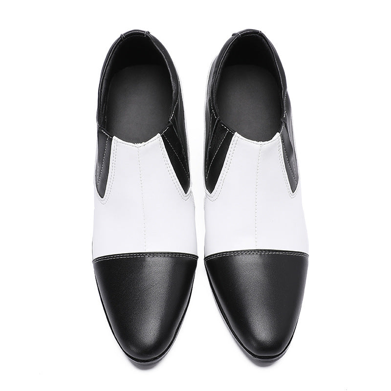 Leather shoes men's British style formal casual thick-soled square-toe derby shoes men's wedding height-increasing low-top Martin boots