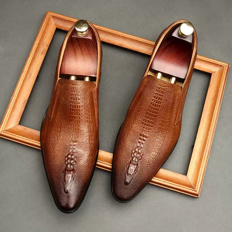 Men's Genuine Leather Wedding Shoes, Breathable, Pointed Toe