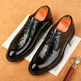 new men's pointed-toe british style dress leather shoes, men's leather shoes, men's lace-up