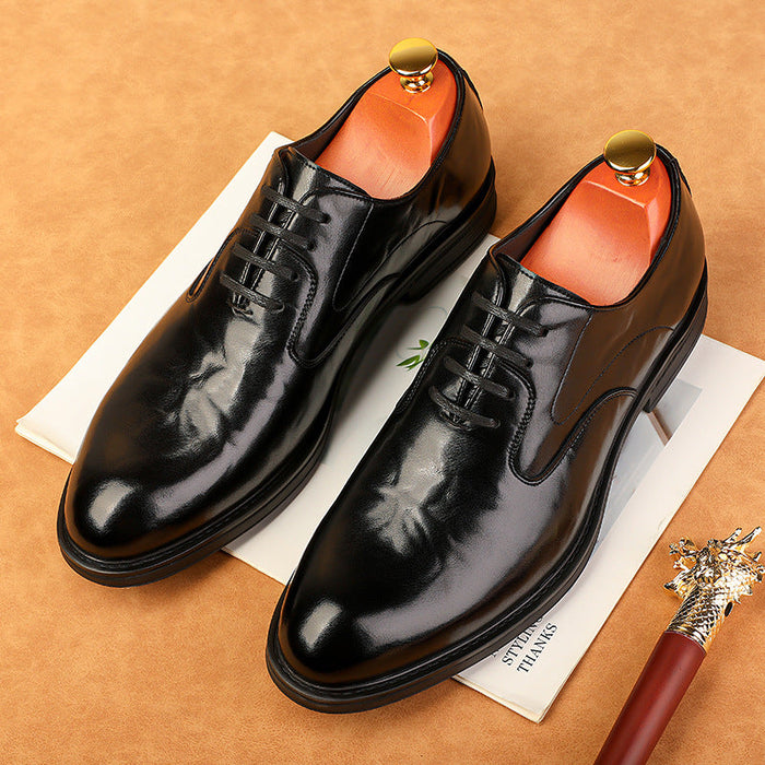 new men's pointed-toe british style dress leather shoes, men's leather shoes, men's lace-up