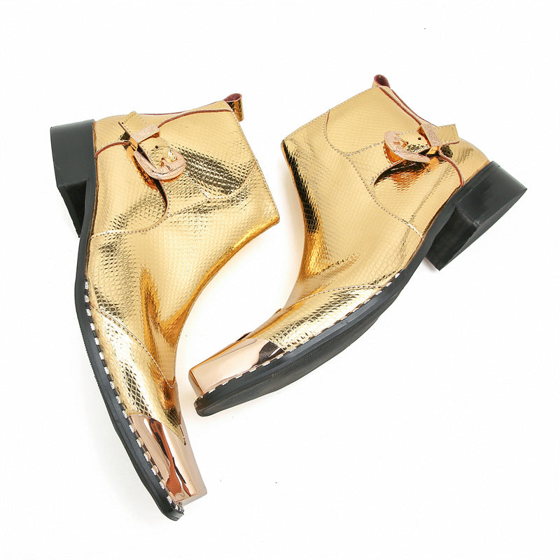 Men's Golden Chelsea Boots – Pointed Toe