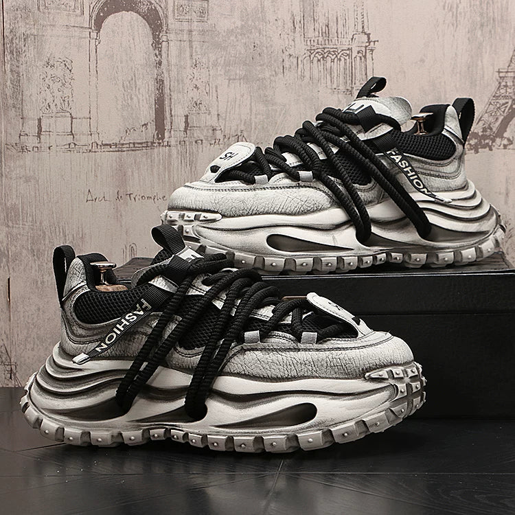 Men's 2026 New Platform Low-Top Korean Style Distressed Dad Shoes