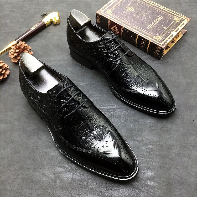 Men's Genuine Leather Oxford Shoes, Breathable, Pointed Toe