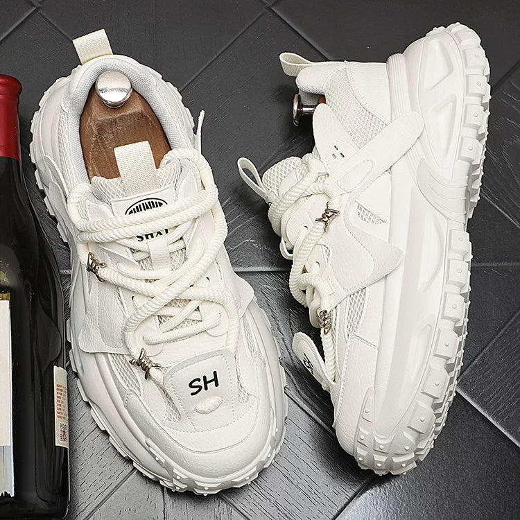 Men's 2026 Spring New Platform Mesh Color-Block Athletic Dad Shoes