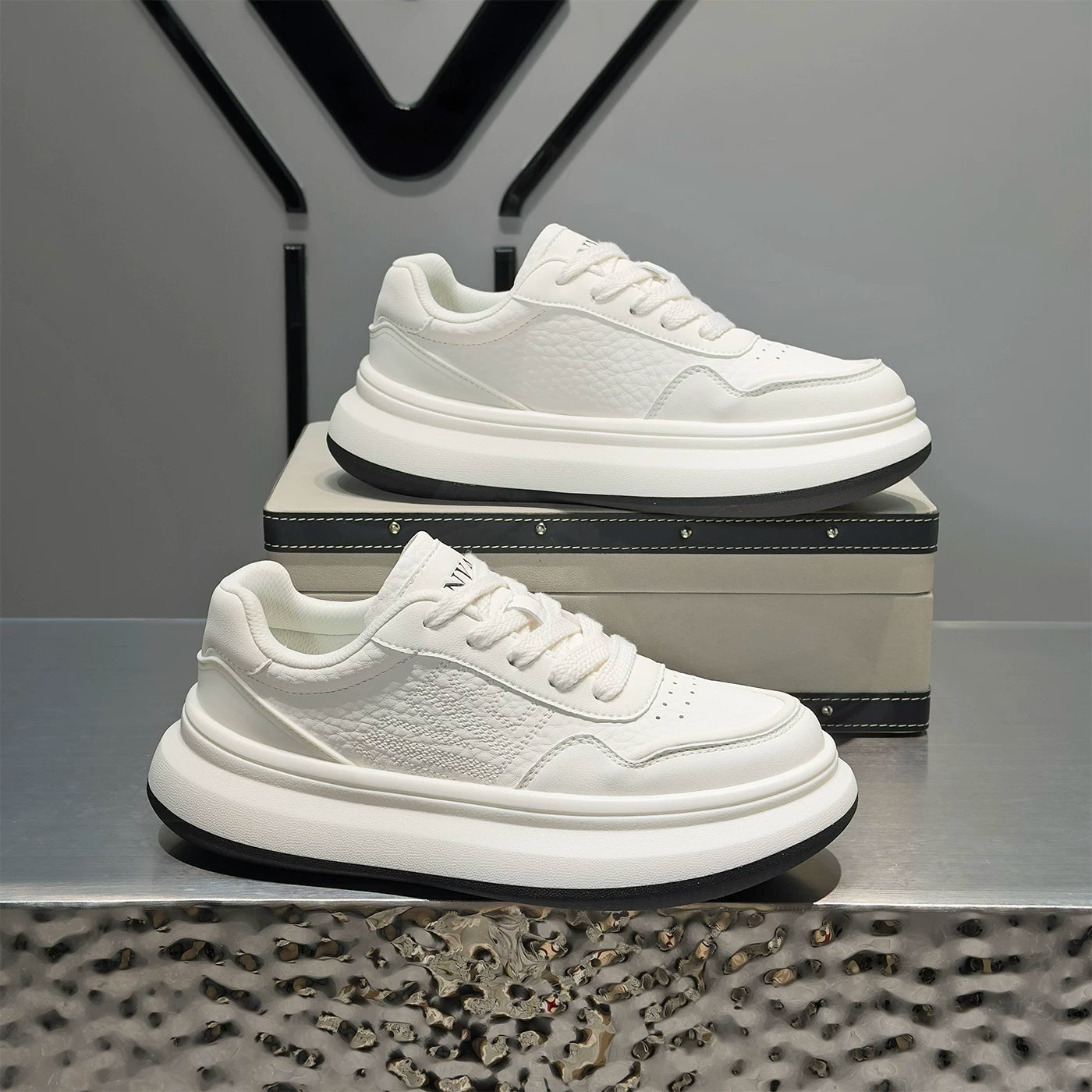 Men's Height-Increasing Platform Trendy White Sneakers 2026 Summer New