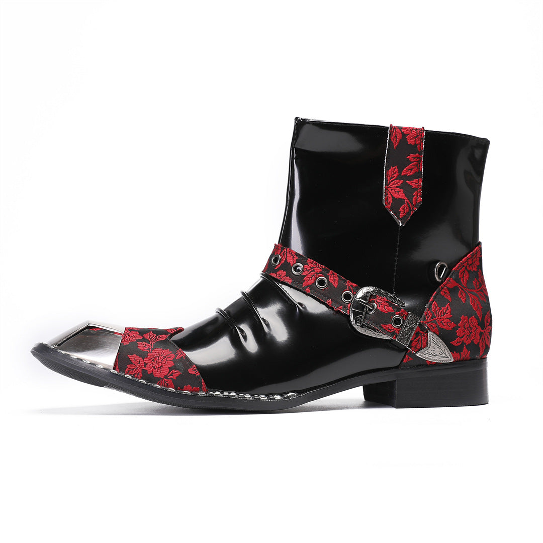 Men's Red Leather Chelsea Boots – Pointed Toe