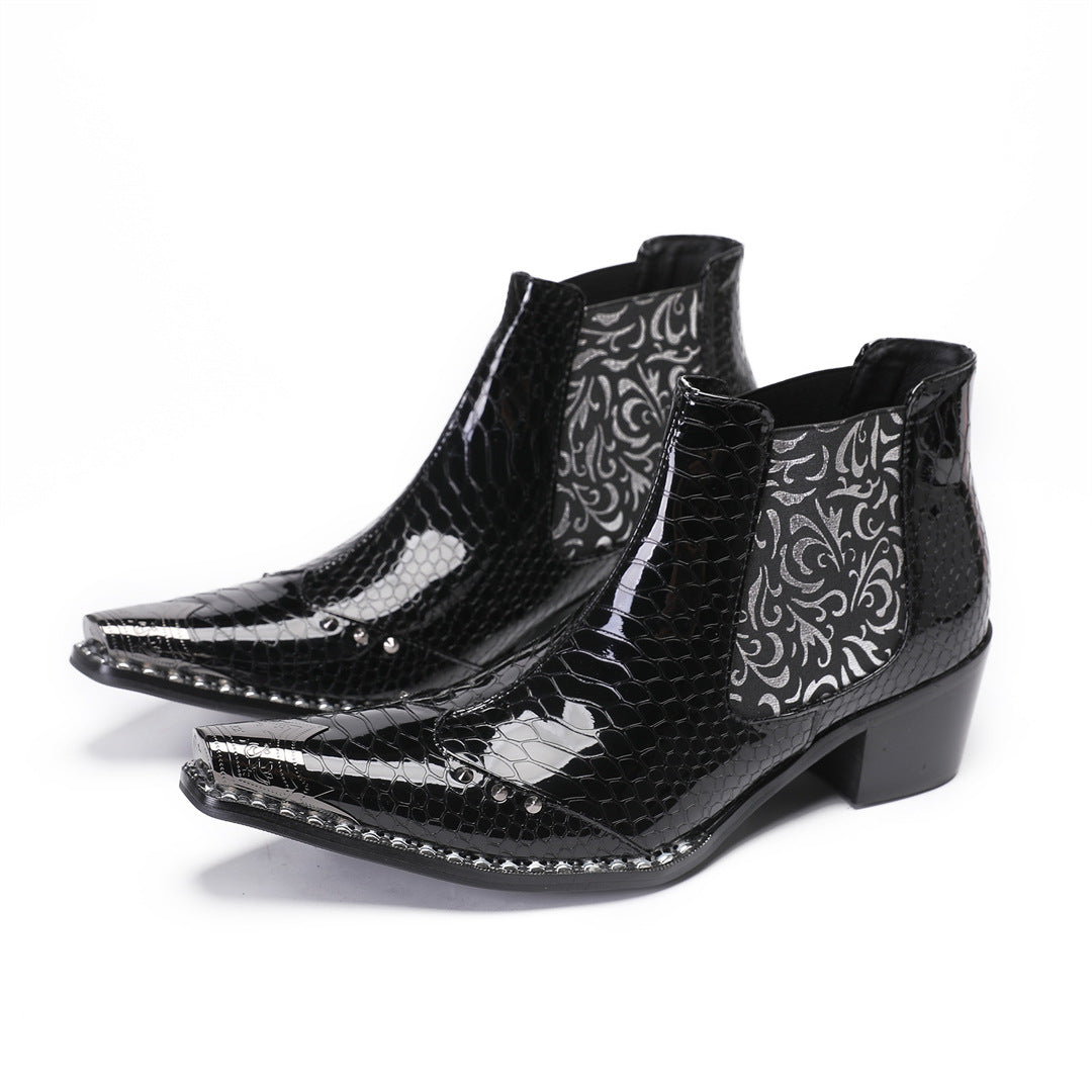 Chelsea boots men's British short boots cowboy boots short boots autumn and winter new leather boots hairstylist Korean version Martin boots men's