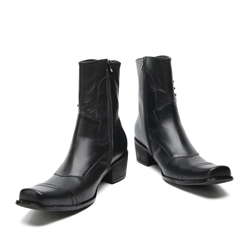 Cowhide high-top Mongolian riding boots cowhide men's boots trendy motorcycle boots retro Martin boots breathable work boots knight boots