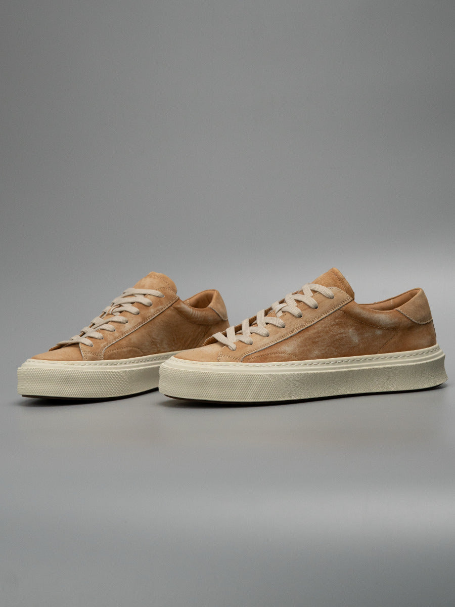 European station 2026 new men's genuine leather distressed washed cowhide fashion brown versatile trendy casual skate shoes 9