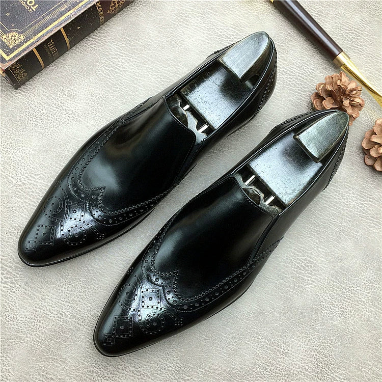 Men's Genuine Leather Loafers, Breathable, Pointed Toe