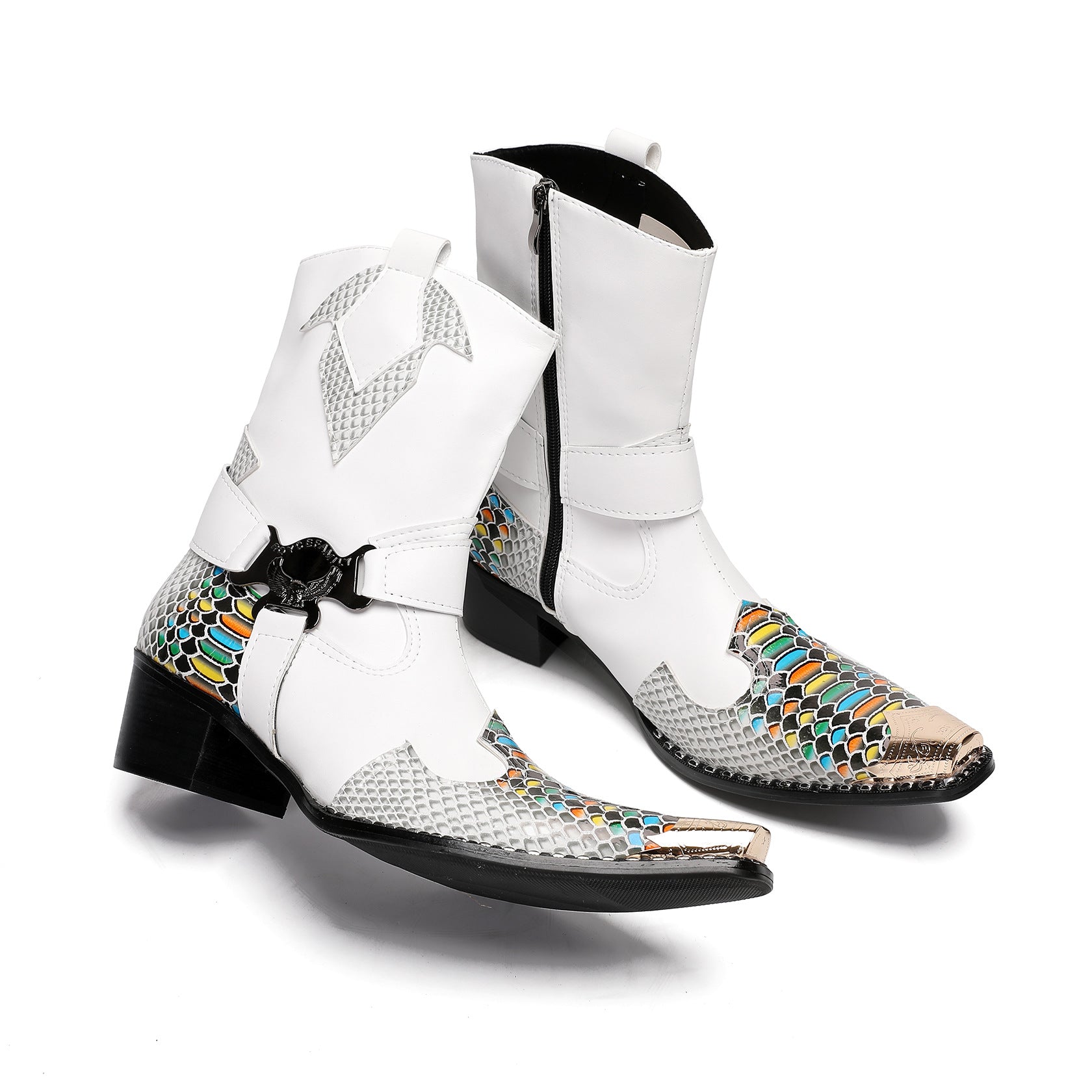 British leather Chelsea boots men's trendy pipe boots men's Martin boots high-top white autumn and winter foreign trade men's shoes