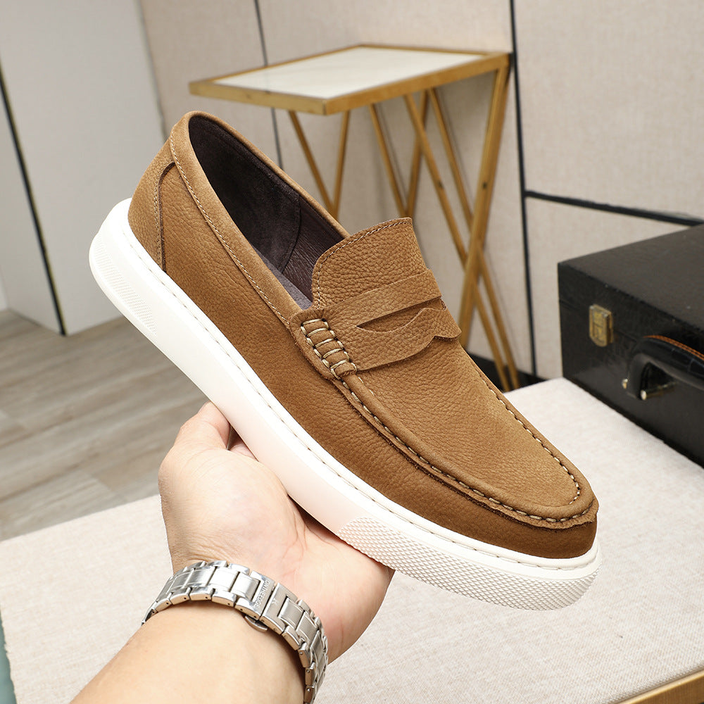 Modern casual lightweight loafers 2026 new matte cowhide urban trendy old money style slip-on men's 8