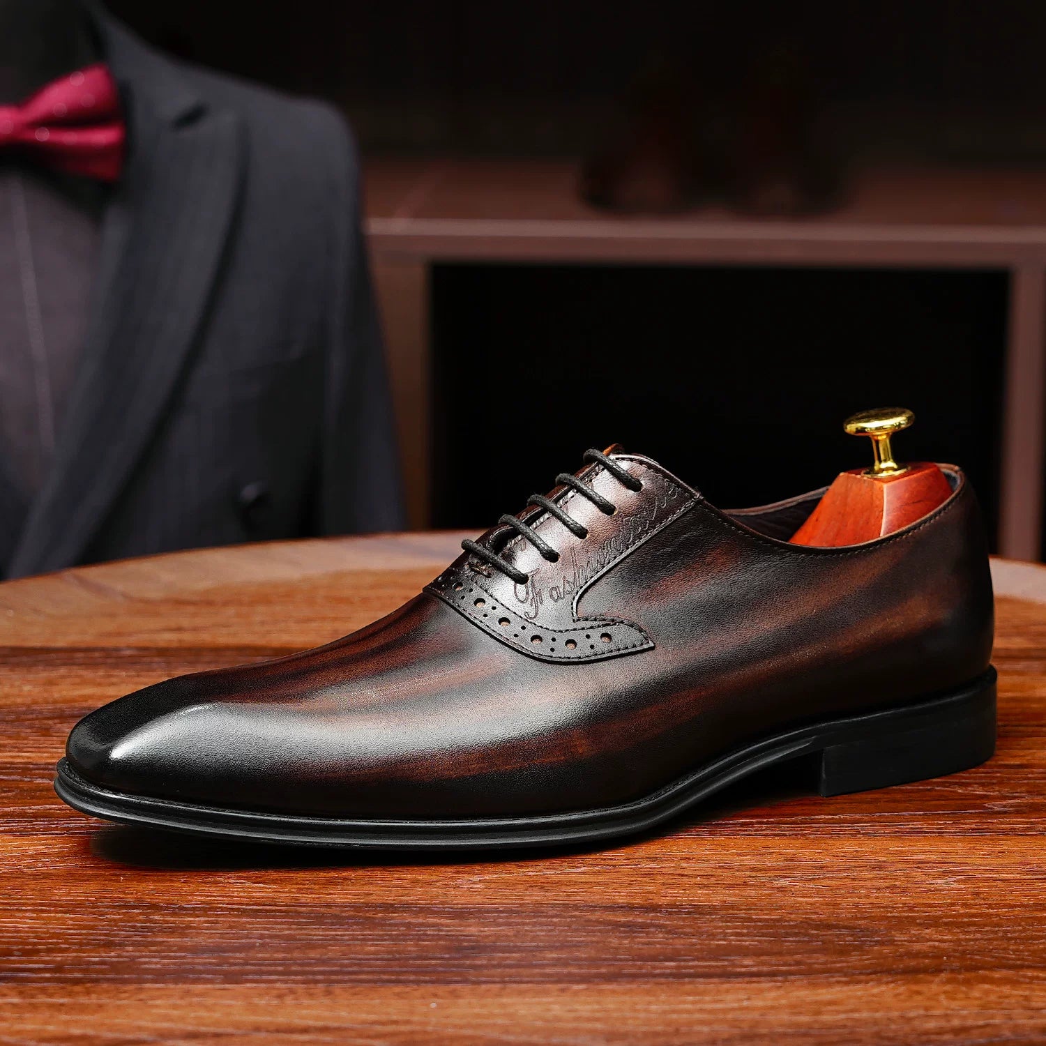 Men's Genuine Leather Oxford Shoes, Pointed Toe, Business