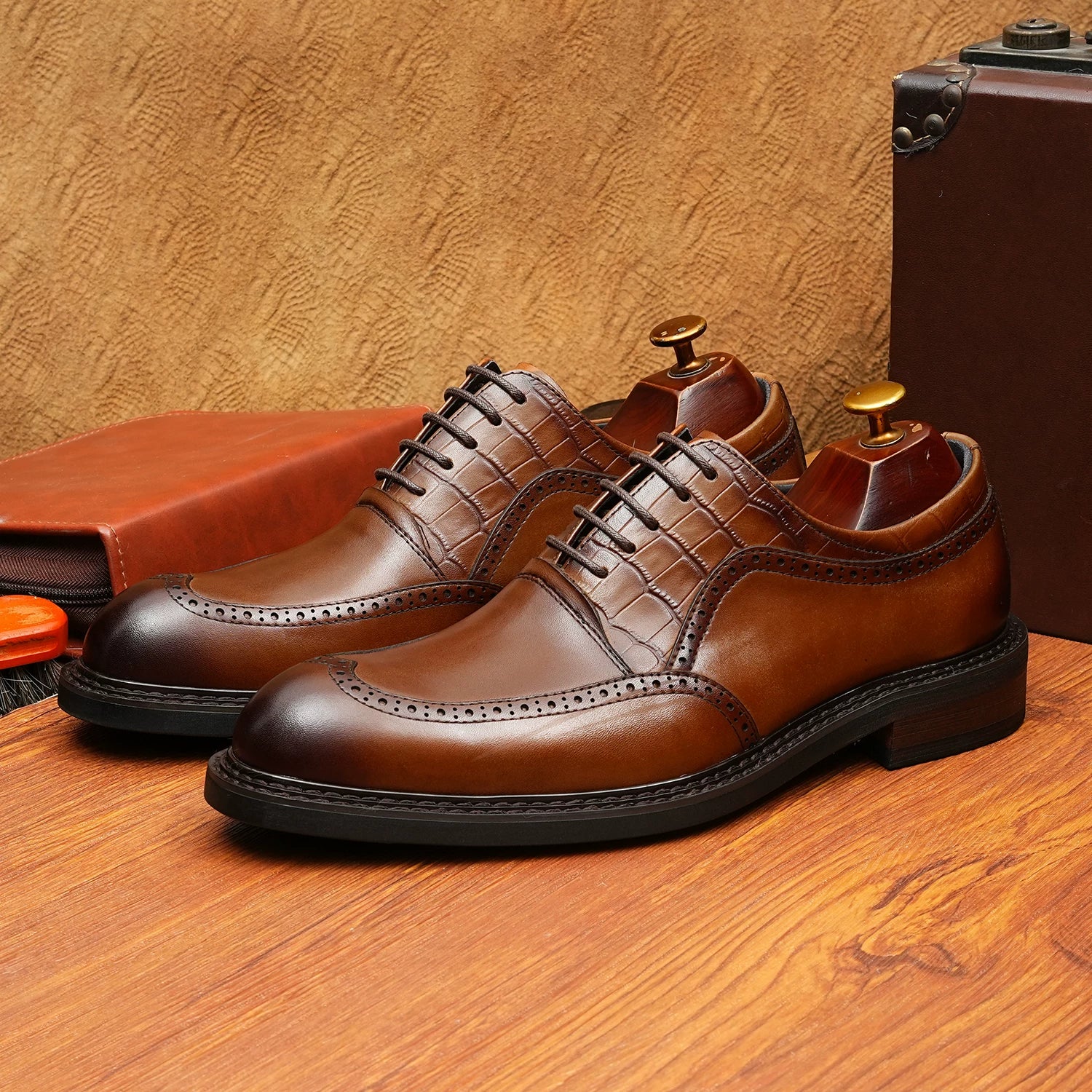 Men's Genuine Leather Oxford Shoes, Pointed Toe, Business