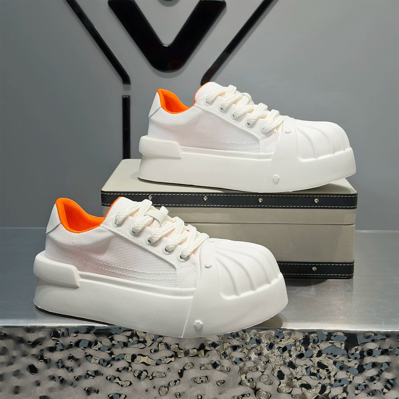 Men's Height-Increasing Platform Low-Top Shell-Toe Trendy Canvas Shoes Summer
