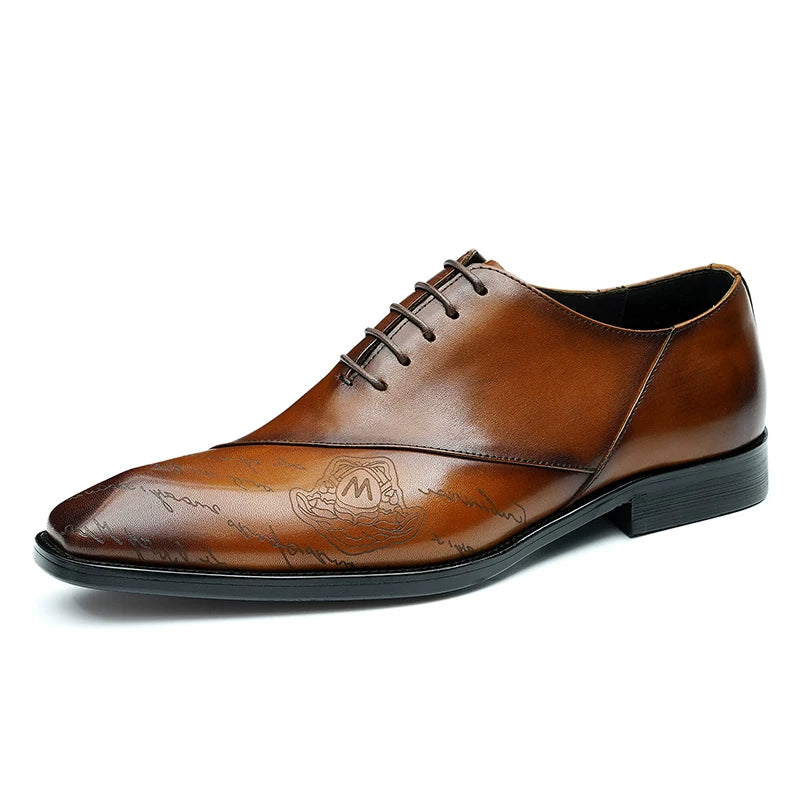 Men's Genuine Leather Leather Shoes, Pointed Toe, British Style