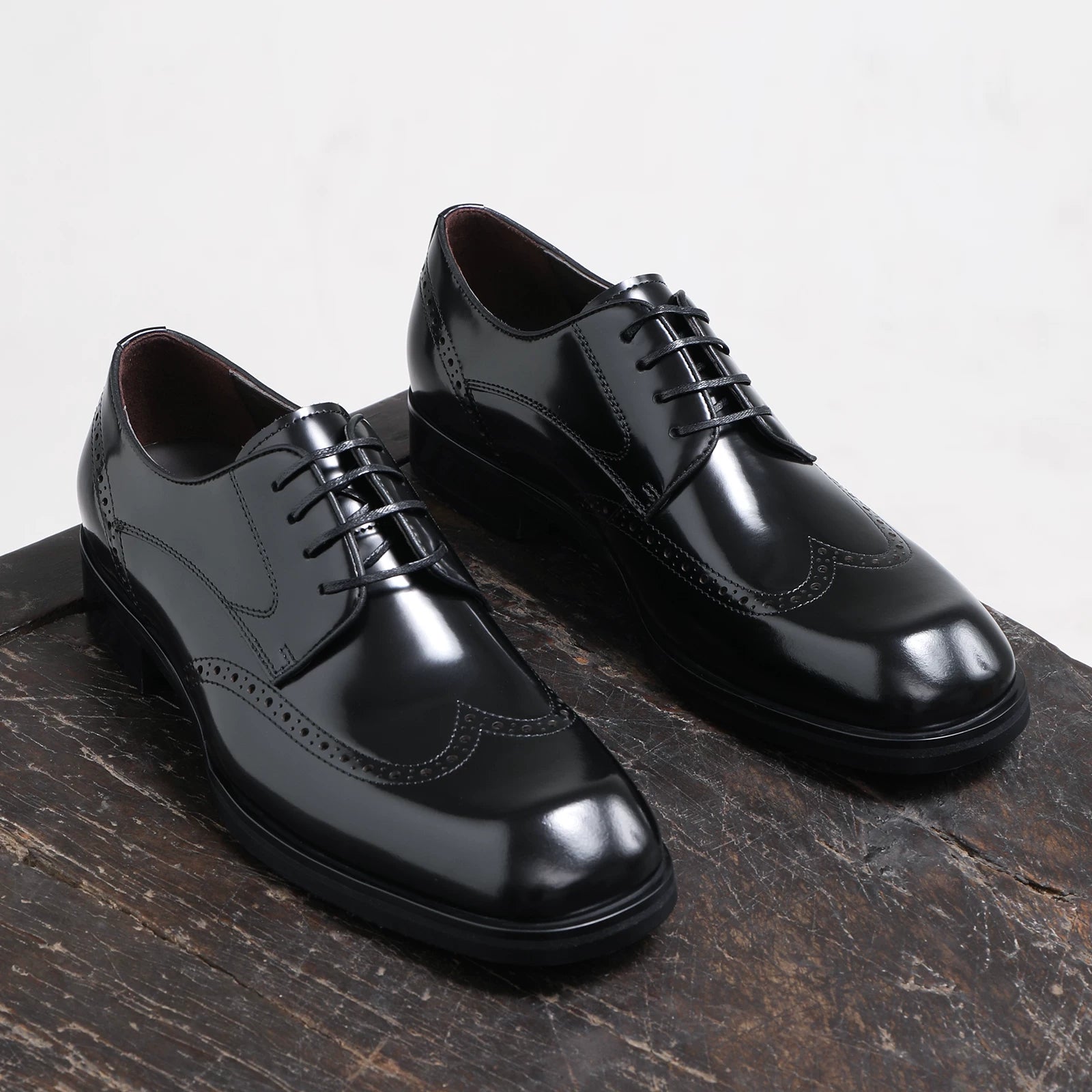 Men's Genuine Leather Derby Shoes, Glossy, British Style