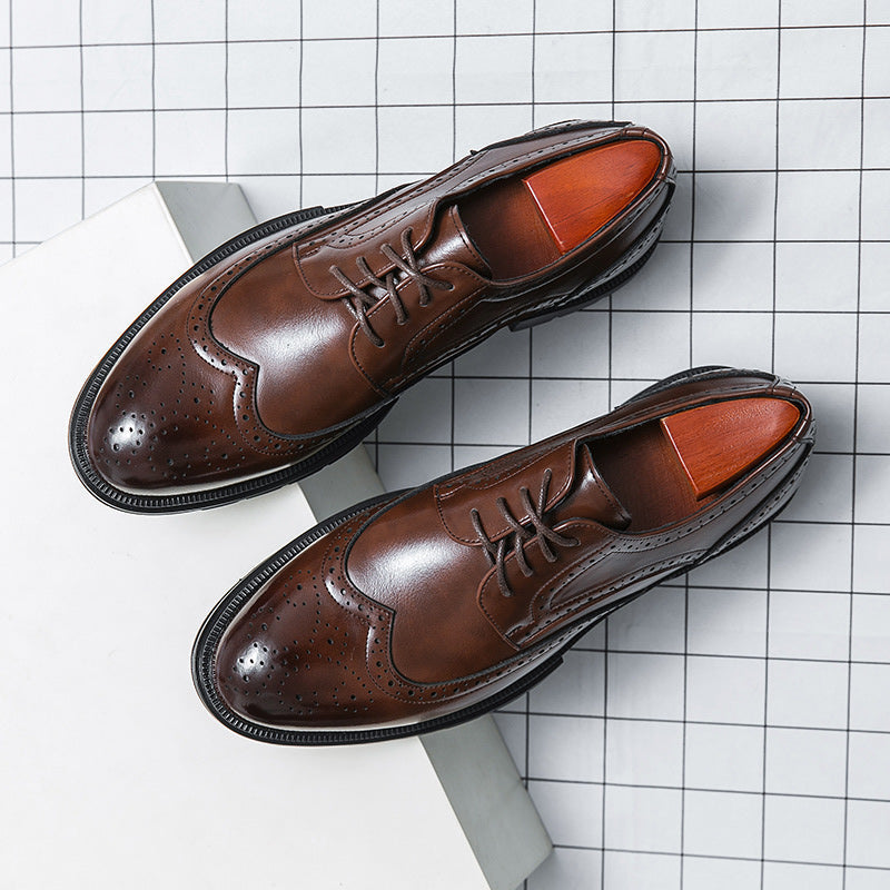 plus-size casual leather shoes for men - size 46. men's brogue business loafers with