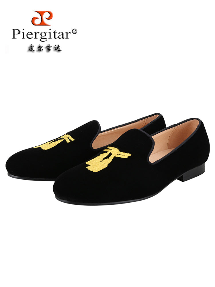 European and American style golden tassel embroidered handmade loafers for men breathable leather lining slip-on men's moccasin shoes