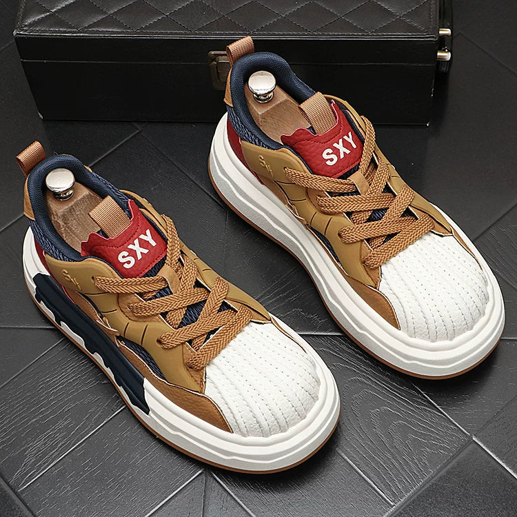 Men's 2026 Spring New Height-Increasing Platform Mesh Athletic White Sneakers