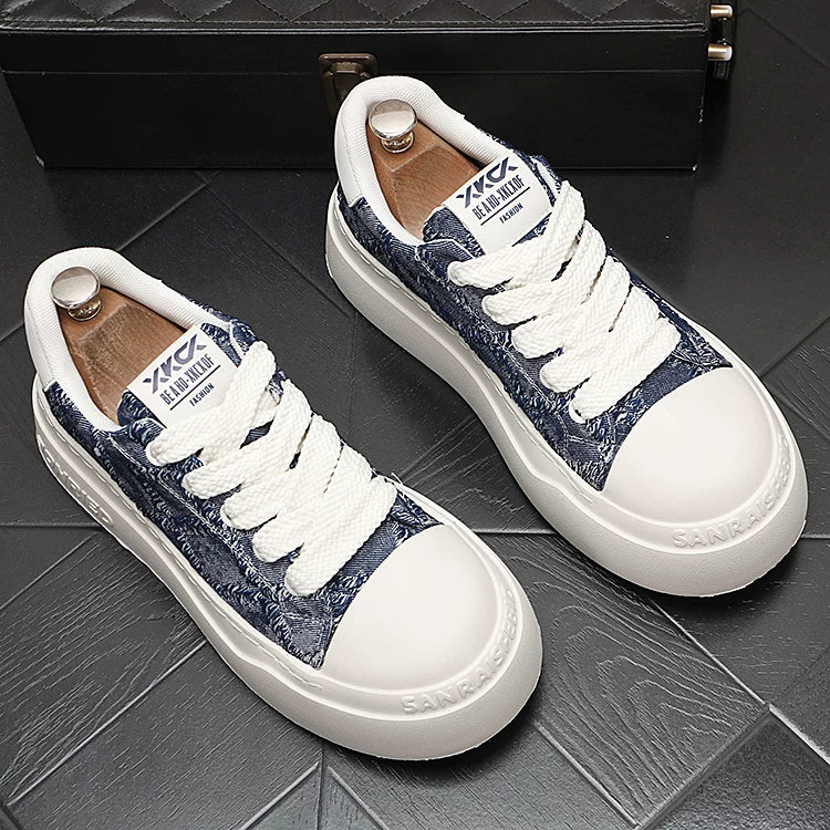 Men's New Low-Top Denim Korean Style Casual Trendy Skate Shoes