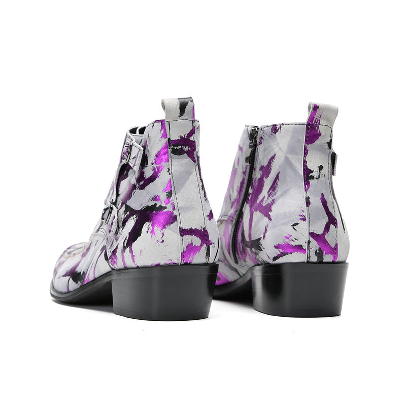 High-top British men's Martin boots warm plus velvet thickened Chelsea boots cowhide retro men's shoes trendy short boots