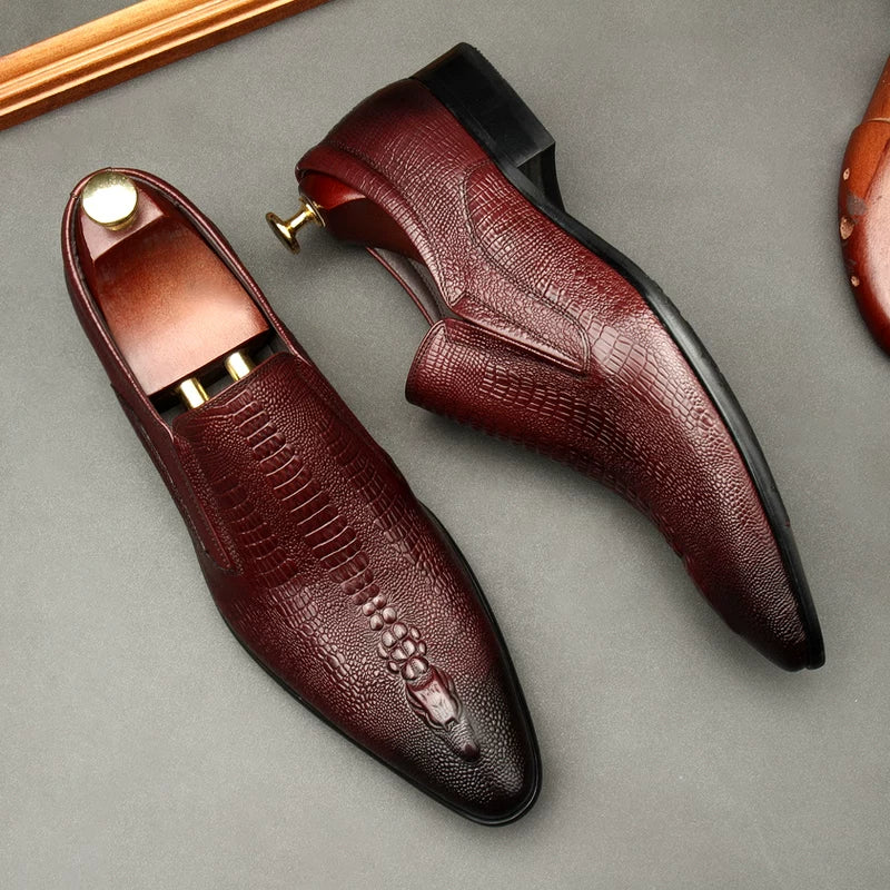 Men's Genuine Leather Wedding Shoes, Breathable, Pointed Toe
