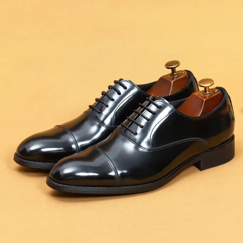 Men's Genuine Leather Oxford Shoes, Patent Leather, Pointed Toe