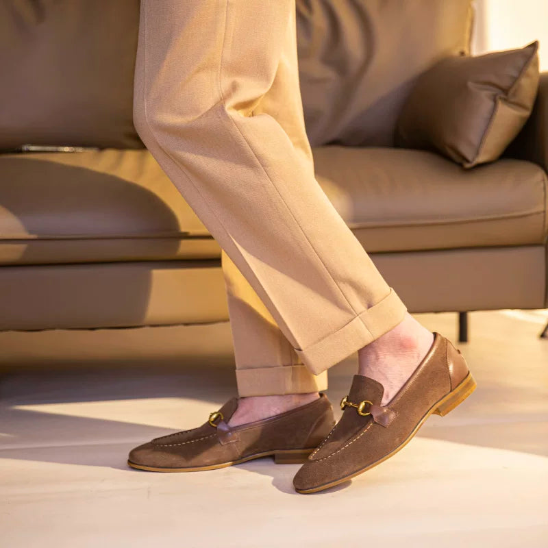 Men's Genuine Leather Loafers, Suede, Slip-On