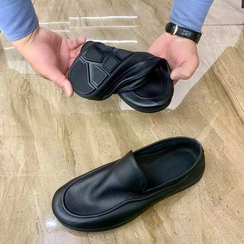 Men's Soft Sole Leather Business Loafers - Black 3