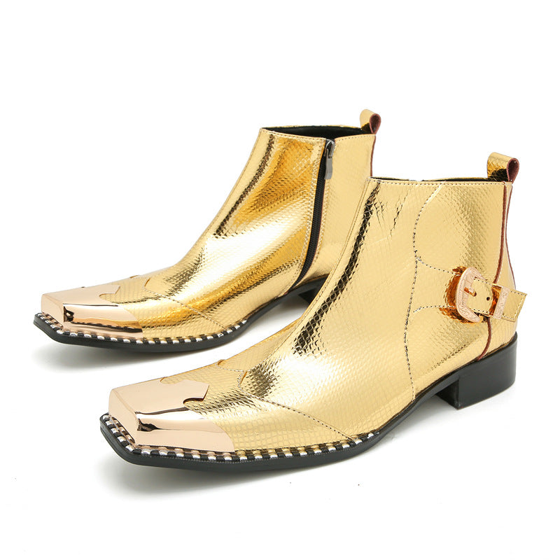 Men's Golden Chelsea Boots – Pointed Toe