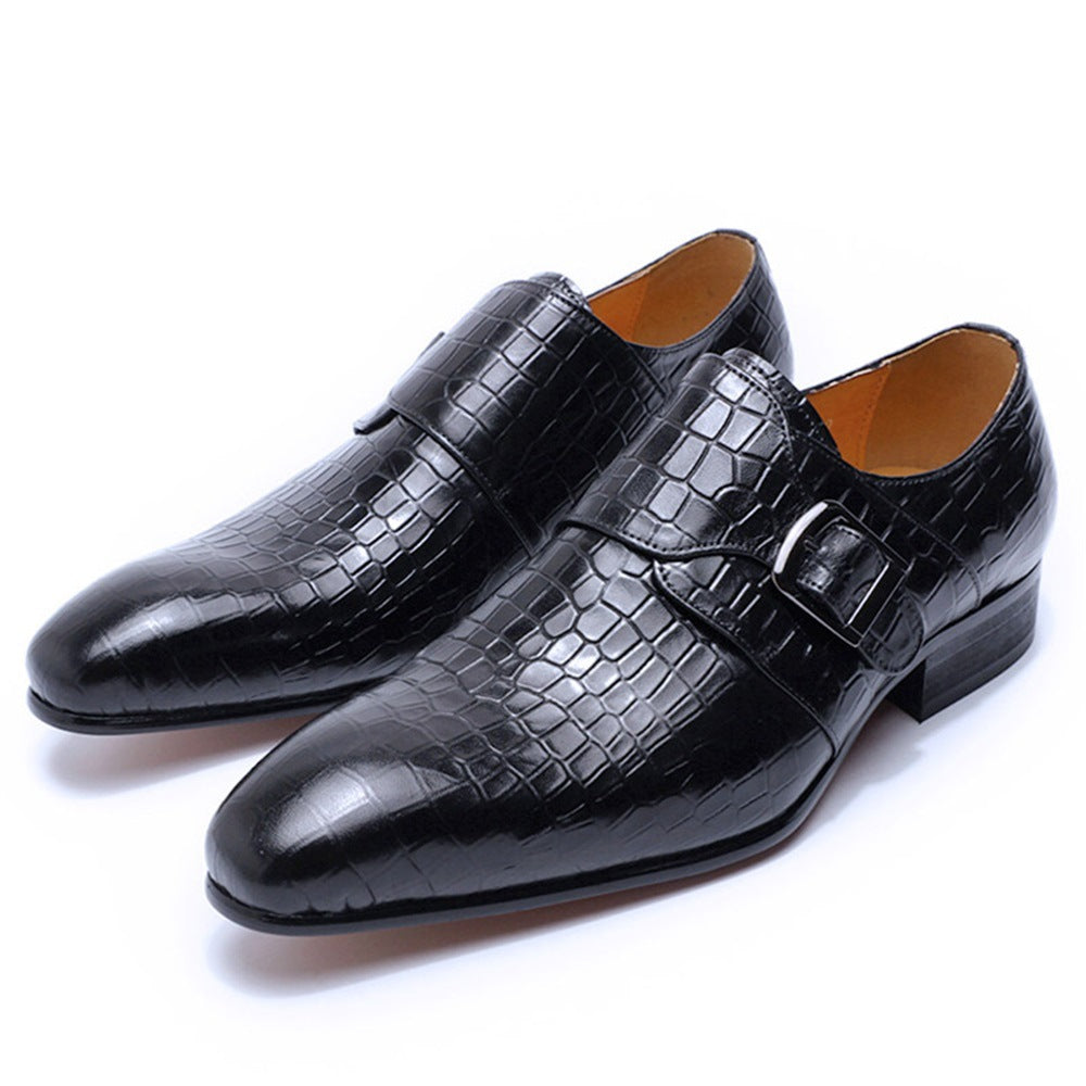 Buckle Genuine Leather Monk Shoes Formal Dress Wedding Banquet Men's Shoes Trendy Men's Business Casual Shoes plus Size Leather Shoes Men's