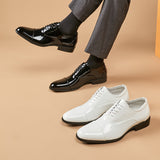 British 2026 new spring and summer patent leather glossy men's leather shoes three-joint business