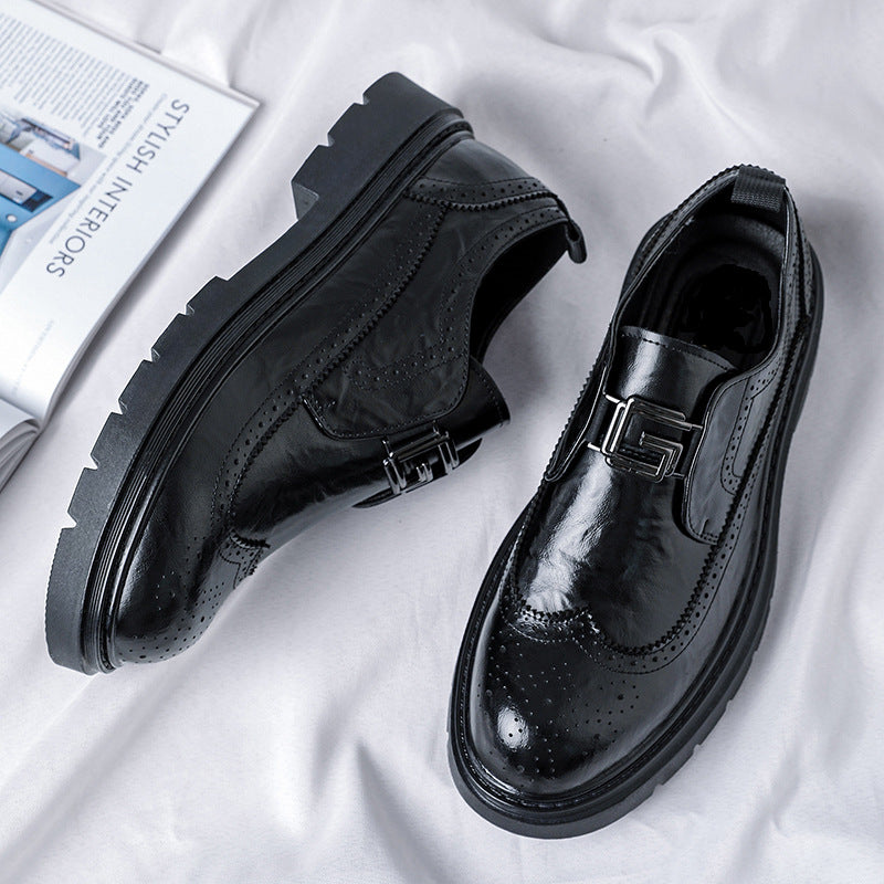 Matching suit wedding shoes men's brogue slip-on leather shoes 2026new arrival black easiest for mat 1