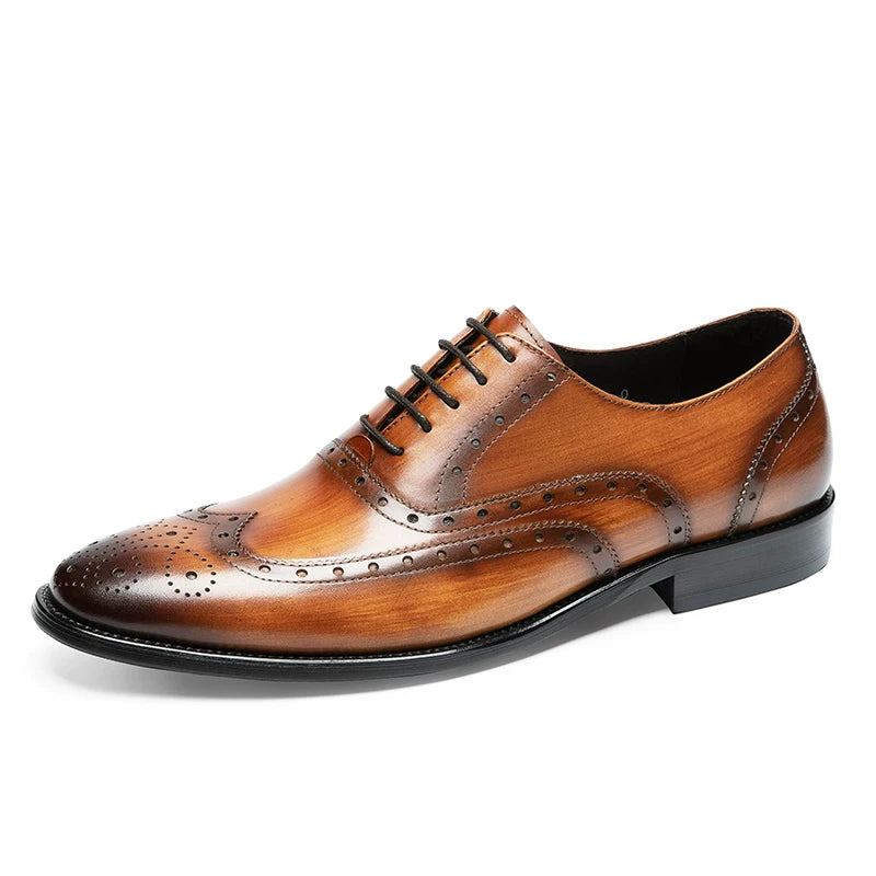 Men's Genuine Leather Oxford Shoes, Pointed Toe, British Style