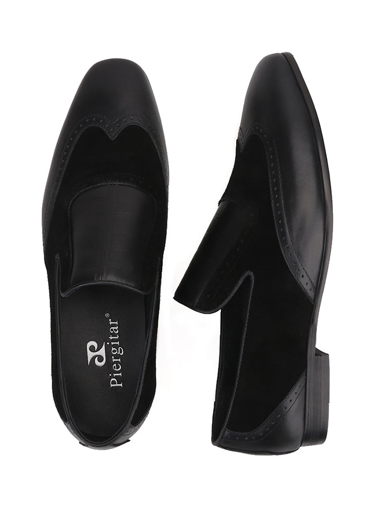 British style retro leather splicing men's slip-on loafers casual business formal shoes for men