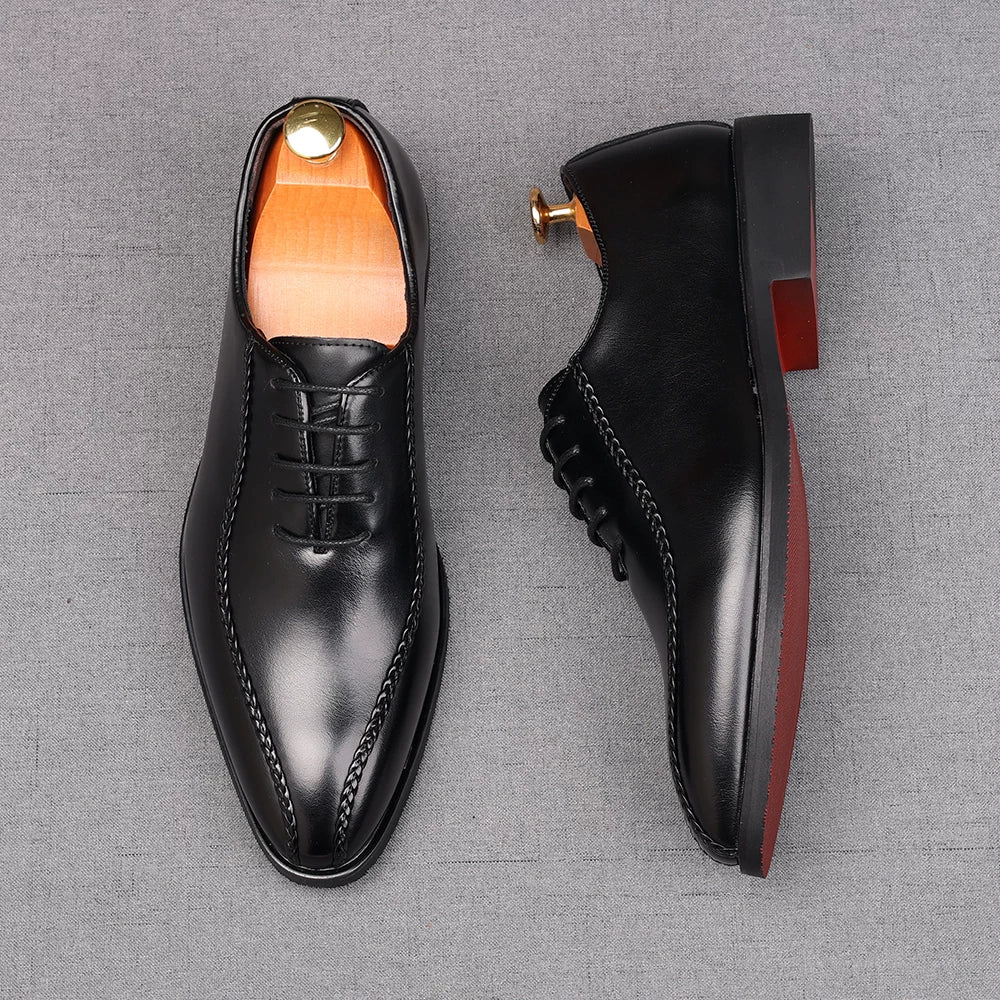 Men's Brown Derby Shoes, Height Increasing, Handmade