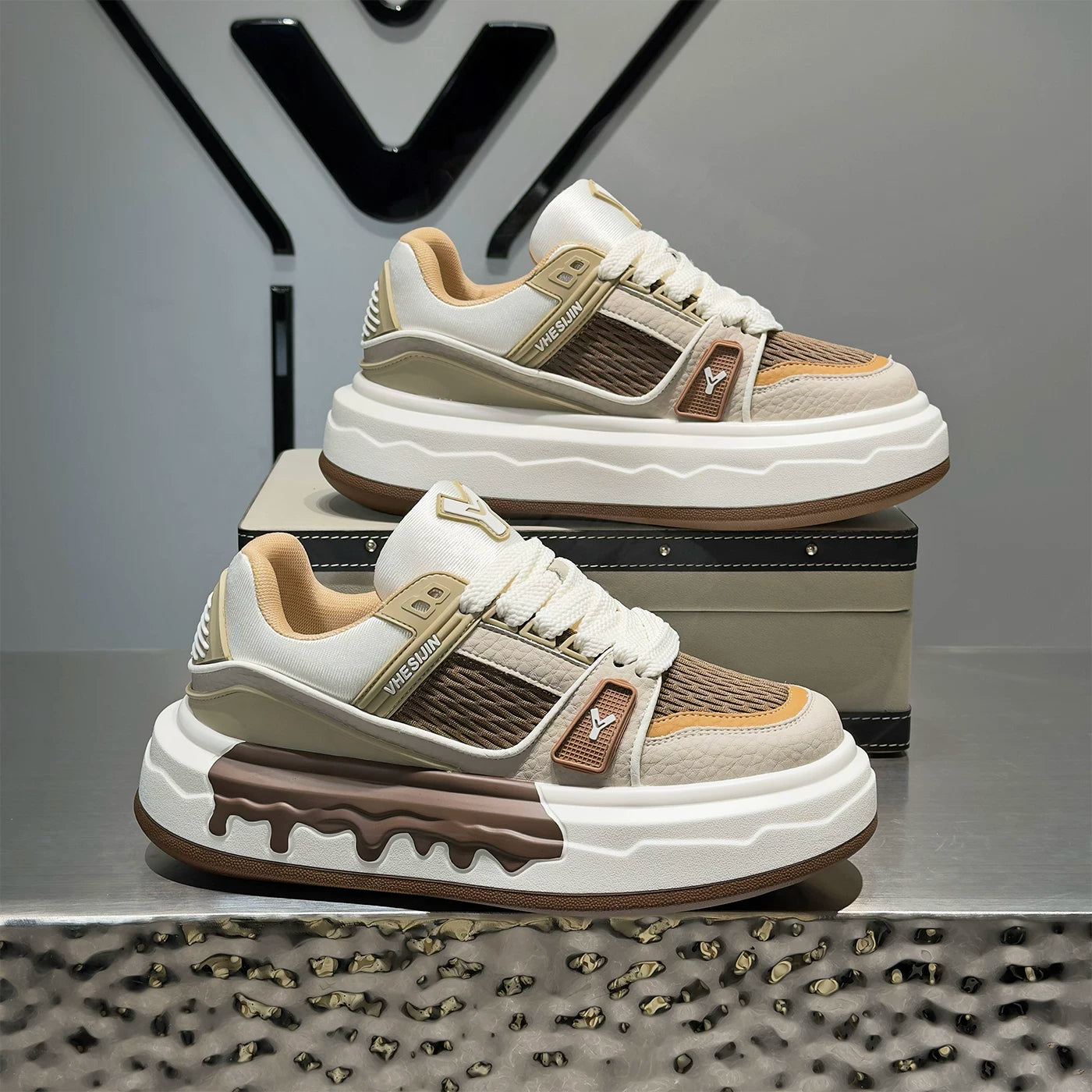 Men's Height-Increasing Platform Breathable Mesh Trendy Skate Shoes 2026 Summer New