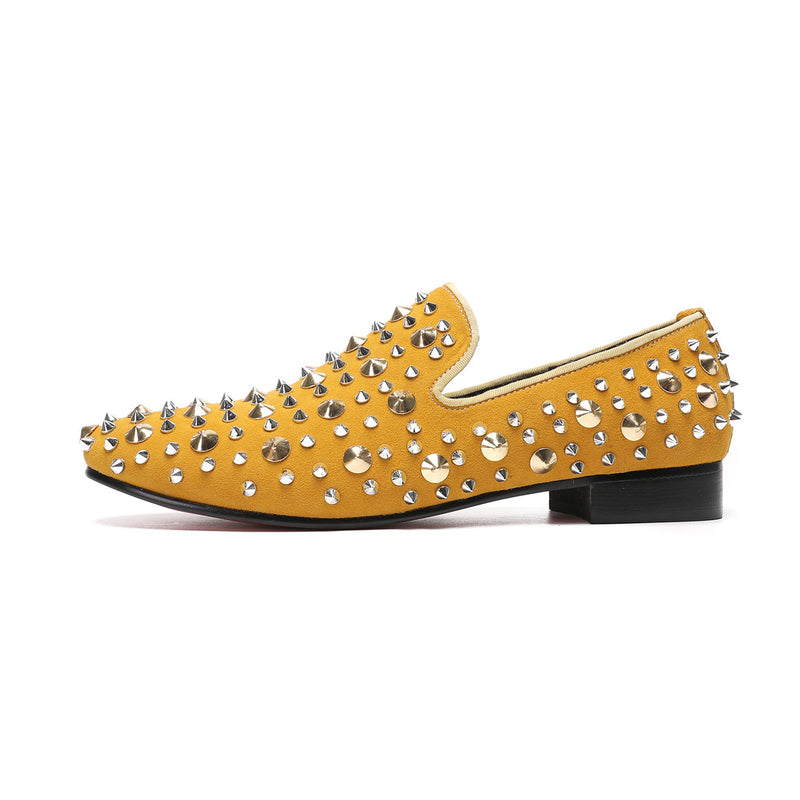 Men's Leather Casual Shoes, Rhinestone Detail, Business