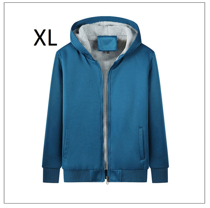 GIFTZU Men's Leather Jacket, Men Sweater Coat Autumn Winter Thickened Fashion Casual Warm Zipper Sweater Hooded Fleece Liner Sweaters Jacket Mens Clothing