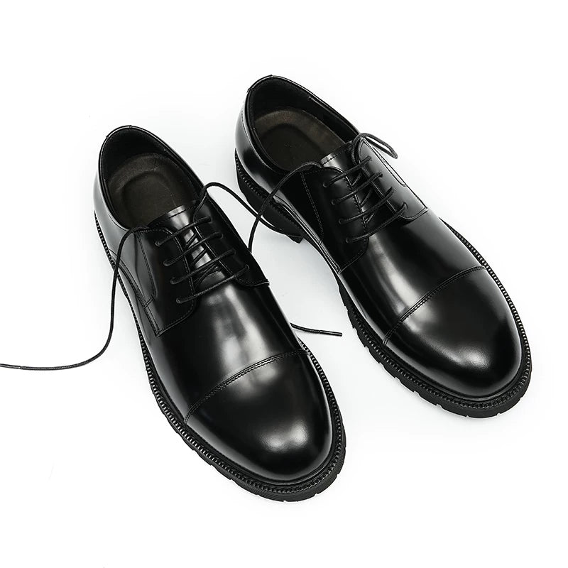 Men's Genuine Leather Leather Shoes, Thick Sole, Patent Leather