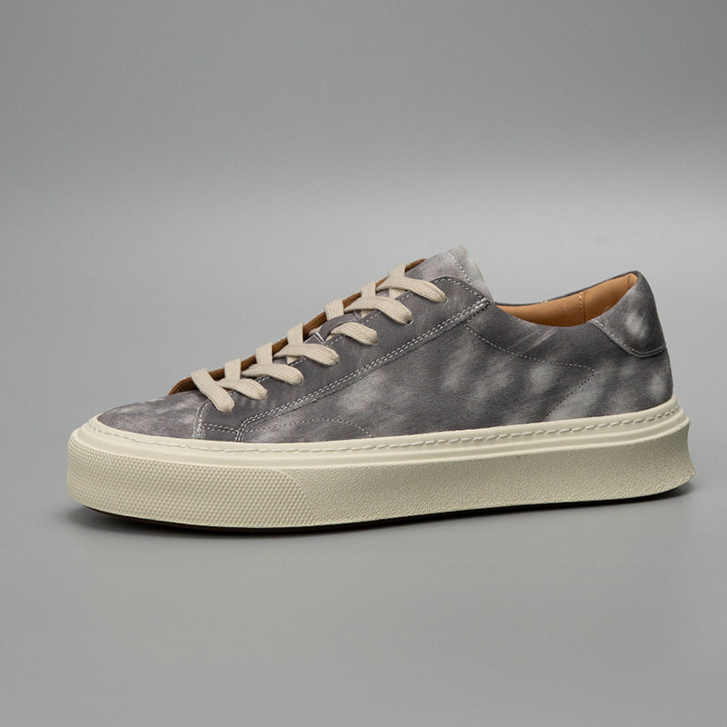 European station 2026 new men's genuine leather distressed washed cowhide fashionable grey versatile trendy casual loafers 4