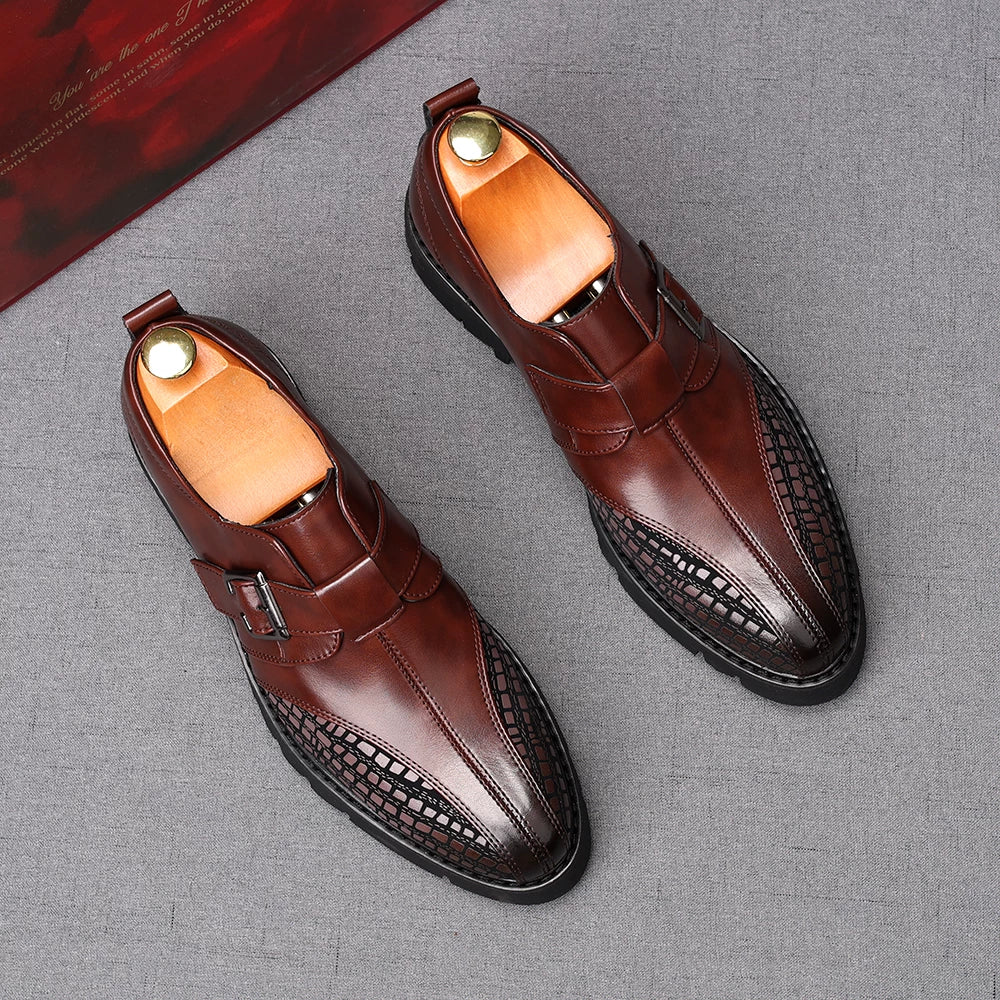 Men's Brown Loafers, Height Increasing, Thick Sole