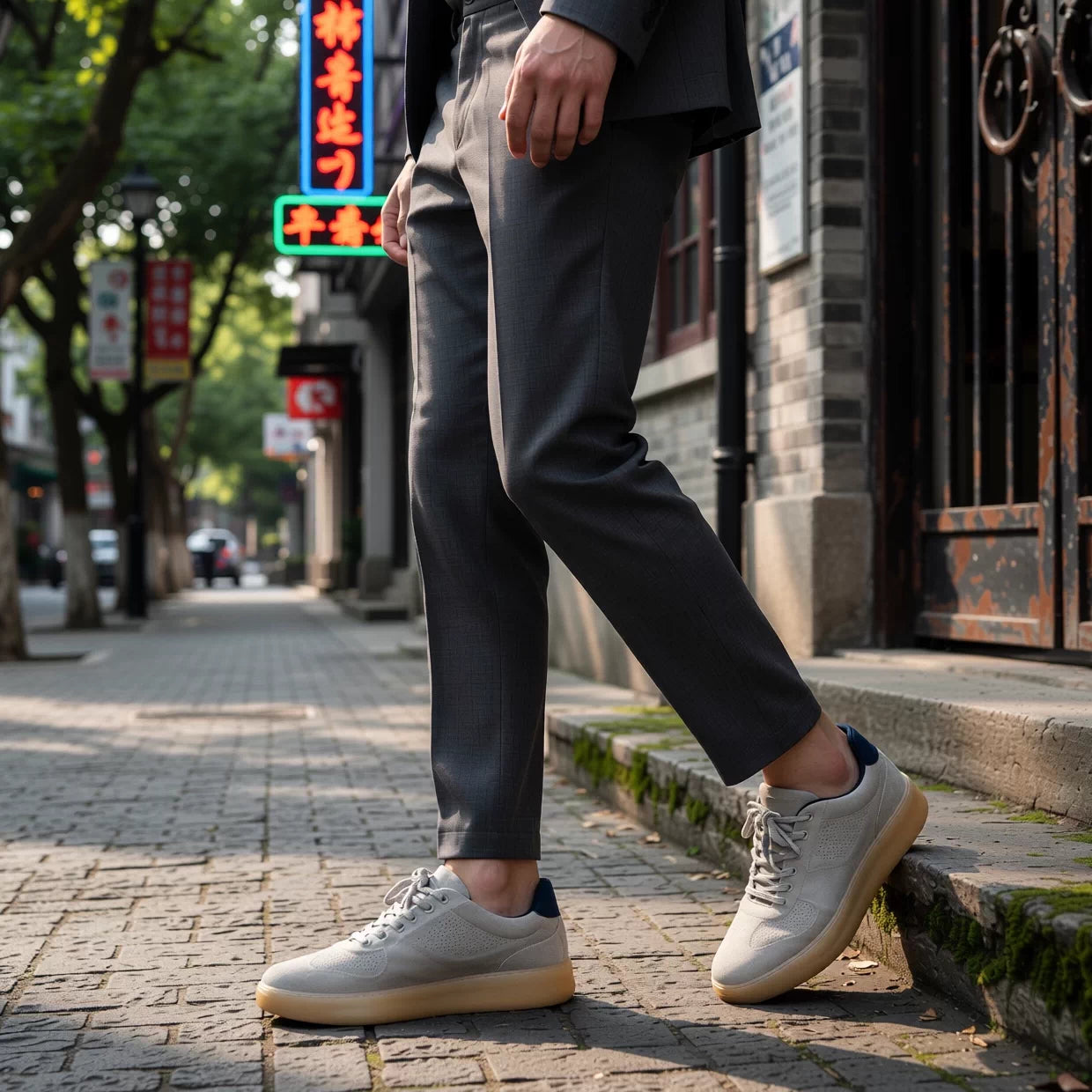 Men's Genuine Leather Skate Shoes, Breathable, Soft Sole